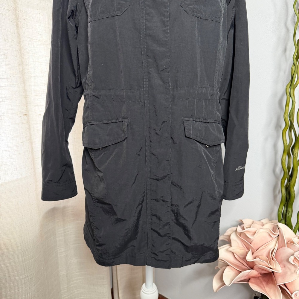 Eddie Bauer Adventurer Hiking‎ Hooded Parka Jacket Black Lightweight Medium - Picture 4 of 12
